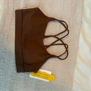 Chic Brown Strappy Sports Bra